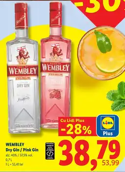 Lidl Wembley dry gin / pink gin Ofertă