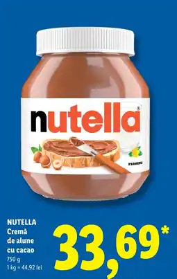 Lidl Nutella cremă de alune cu cacao Ofertă