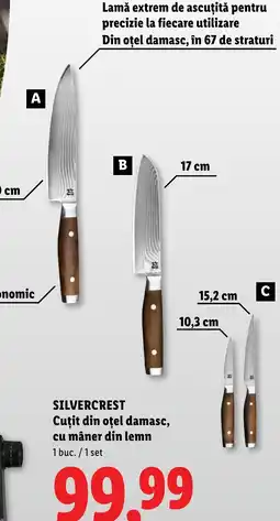 Lidl Silvercrest cuţit din oţel damasc, mâner din lemn Ofertă