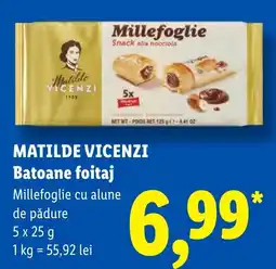 Lidl Matilde Vicenzi Batoane foitaj Millefoglie cu alune de pădure Ofertă
