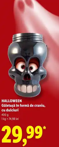 Lidl Halloween Găletușă în formă de craniu, cu dulciuri Ofertă