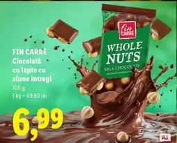 Lidl Fin Carré Ciocolată cu lapte cu alune întregi Ofertă