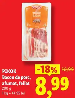 Lidl Pikok bacon de porc, afumat, feliat Ofertă