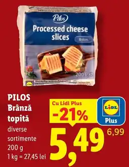 Lidl Pilos processed cheese slices Ofertă