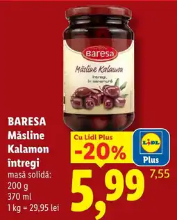 Lidl Baresa Măsline Kalamon întregi Ofertă