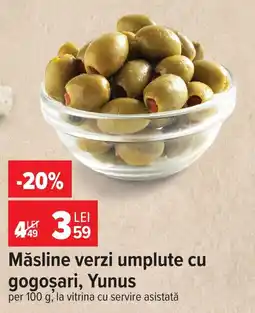 Carrefour Măsline verzi umplute cu gogoșari, Yunus Ofertă