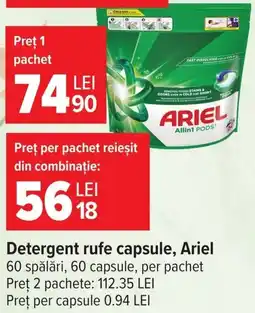 Carrefour Detergent rufe capsule, Ariel Ofertă