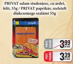 CBA Privat paprikas, szeletelt diakcsemege szalami Ofertă