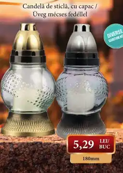 CBA Candelă de sticlă, cu capac Ofertă