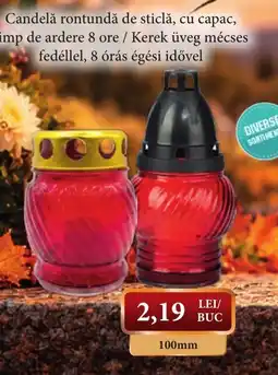 CBA Candelă rontundă de sticlă cu capac Ofertă