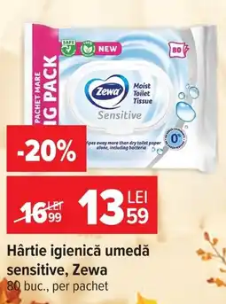Carrefour Zewa hârtie igienică umedă sensitive Ofertă