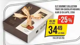 Mega Image Elit trufe din ciocolată neagră, albă și cu lapte Ofertă