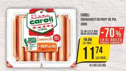 Mega Image Caroli crenvurști cu piept de pui Ofertă