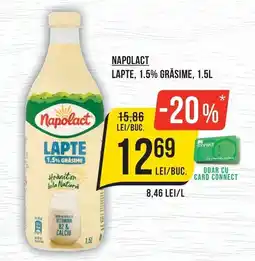 Mega Image Napolact lapte 1.5% grăsime Ofertă