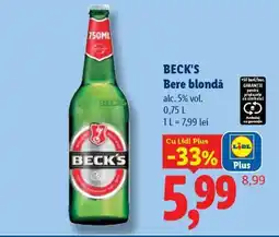 Lidl BECK‘S Bere blondă Ofertă