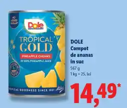 Lidl DOLE Compot de ananas în suc Ofertă