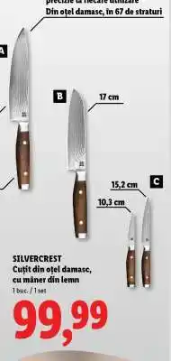 Lidl SILVERCREST Cuțit din oțel damasc, cu mâner din lemn Ofertă