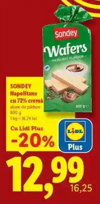Lidl SONDEY Napolitane cu 72% cremă Ofertă