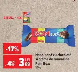 Carrefour Napolitană cu ciocolată și cremă de rom/alune, Rom Buzz Ofertă