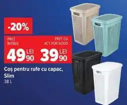 Carrefour Coș pentru rufe cu capac, Slim Ofertă