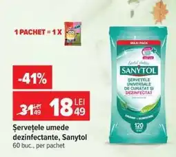 Carrefour Șervețele umede dezinfectante, Sanytol Ofertă
