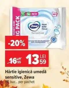 Carrefour Hârtie igienică umedă sensitive, Zewa Ofertă