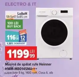 Carrefour Mașină de spălat rufe Heinner HWM-M8014SMA+++ Ofertă