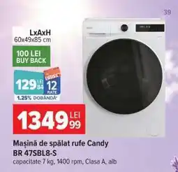 Carrefour Mașină de spălat rufe Candy BR 47SBL8-S Ofertă