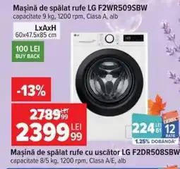 Carrefour Mașină de spălat rufe LG F2WR509SBW Ofertă