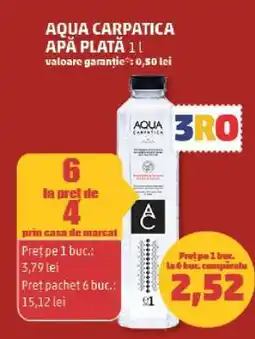 Penny AQUA CARPATICA APĂ PLATĂ 1L Ofertă