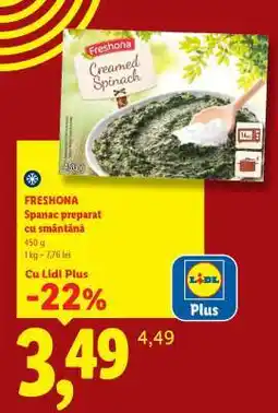 Lidl Freshona Spanac preparat cu smântână Ofertă