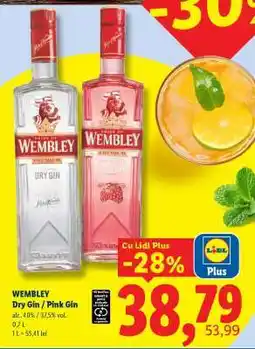 Lidl Wembley Dry Gin / Pink Gin Ofertă