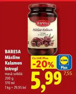 Lidl Baresa Măsline Kalamon întregi Ofertă