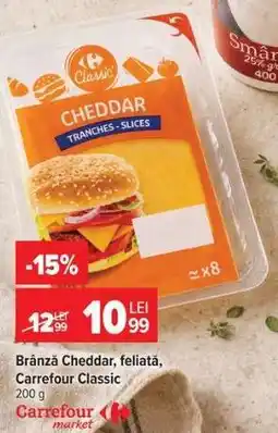Carrefour Brânză Cheddar feliată Carrefour Classic Ofertă