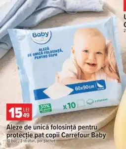 Carrefour Așternuturi de unică folosință pentru protecție pat copii Carrefour Baby Ofertă