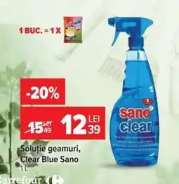 Carrefour Soluție geamuri, Clear Blue Sano 1L Ofertă