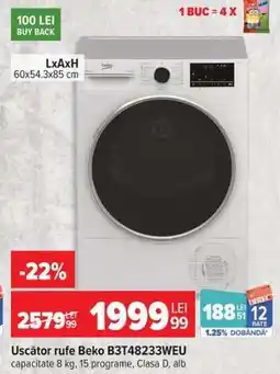 Carrefour Uscător rufe Beko B3T48233WEU Ofertă