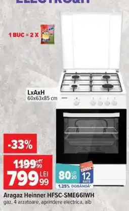 Carrefour Aragaz Heinner HFSC-SME66IWH Ofertă