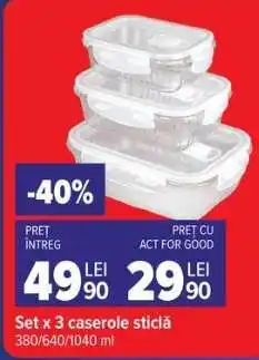 Carrefour Set x 3 caserole sticlă Ofertă