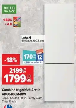 Carrefour Combină frigorifică Arctic, AK60406M40W Ofertă