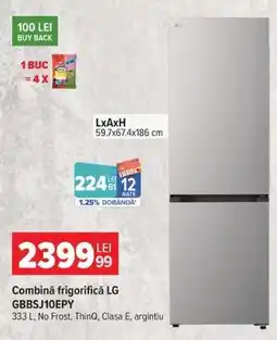 Carrefour Combină frigorifică LG GBBSJ10EPY Ofertă