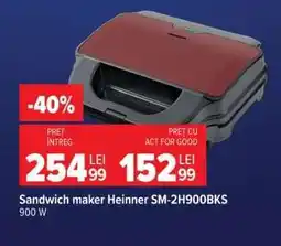 Carrefour Sandwich-maker Heinner SM-2H900BKS Ofertă