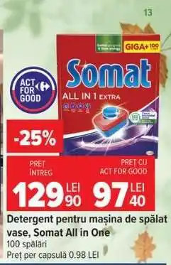 Carrefour Detergent pentru mașina de spălat vase, Somat All in One Ofertă