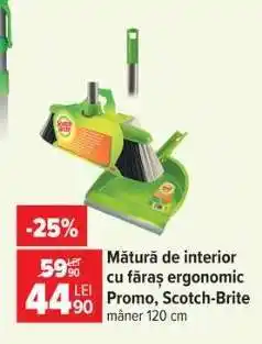 Carrefour Mătură de interior cu făraș ergonomic Promo, Scotch-Brite Ofertă
