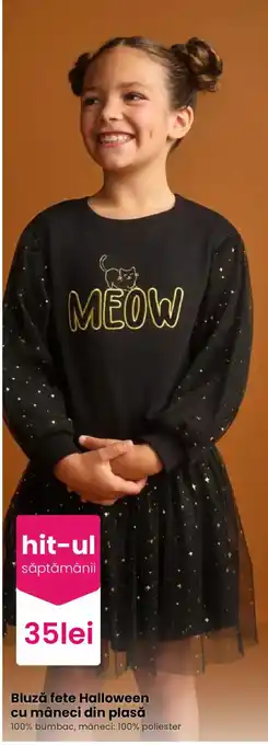 Bluză fete Halloween cu mâneci din plasă