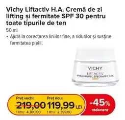 Dr.Max Vichy liftactiv h.a. cremă de zi lifting și fermitate spf 30 pentru toate tipurile de ten Ofertă