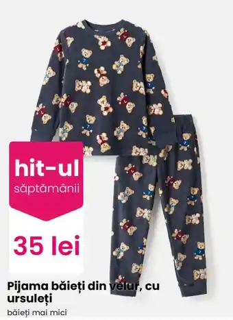 Pijama băieți din velur, cu ursuleți