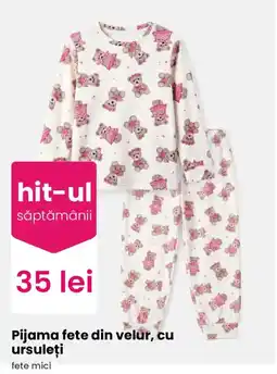 Pepco Pijama fete din velur, cu ursuleți Ofertă