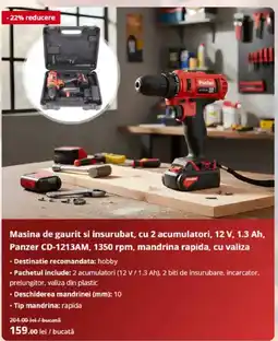 Dedeman Panzer masina de gaurit si insurubat cd-1213am Ofertă