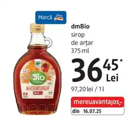 DM dmBio sirop de arțar Ofertă